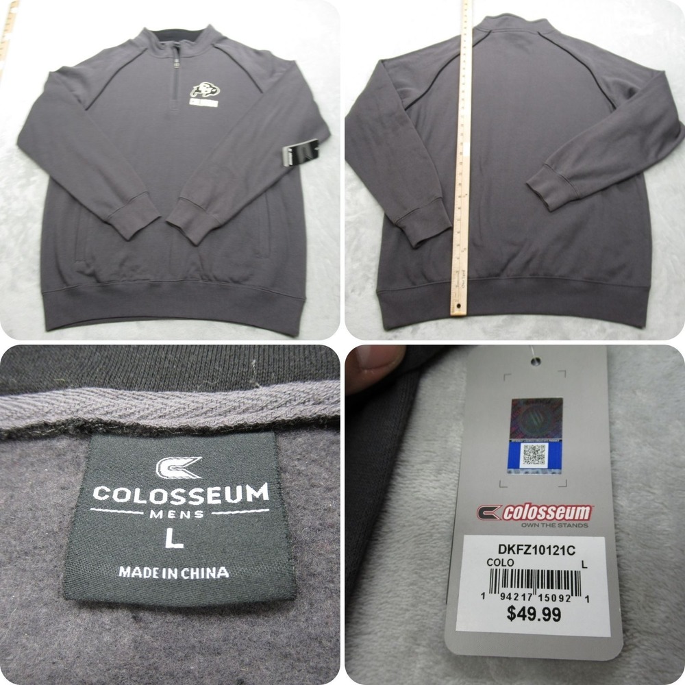 Colorado Buffaloes Sweatshirt Men Large Colosseum Gray Soft 1/4 Zip Pullover NEW